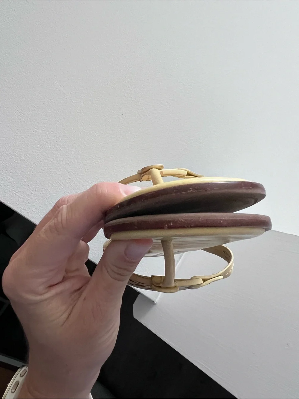 Tory Burch Pale Yellow Leather Logo Thong Sandals